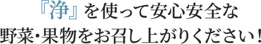 『浄』を使って安心安全な野菜･果物をお召し上がりください！